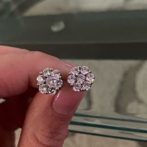 CZ flower cluster earrings